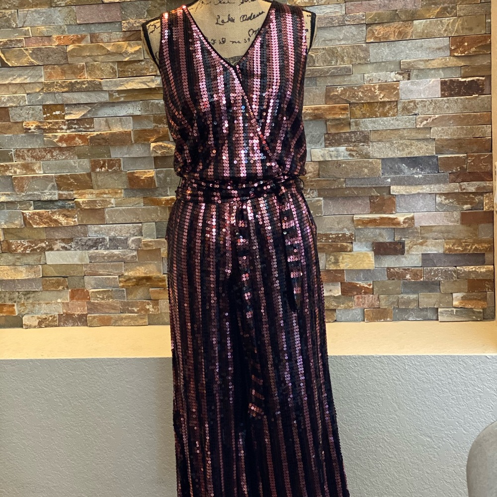 Michael Kors burgundy and black jumpsuit S